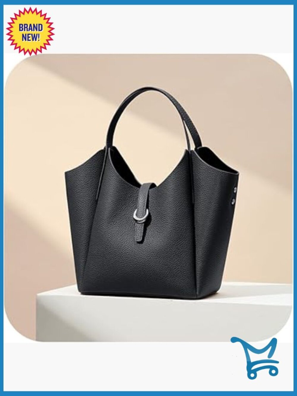 Genuine Leather Satchel Tote with Adjustable Crossbody Strap